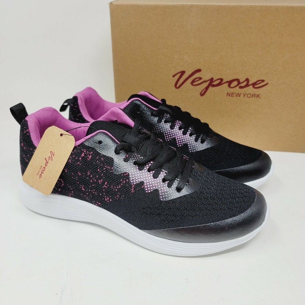 Vepose Women's Running Shoes Black/Purple‎ Casual Sneakers Size 8